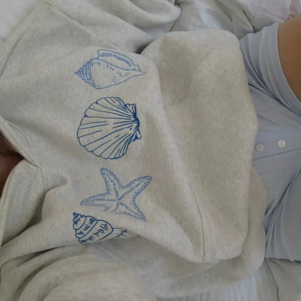 Y2K Aesthetic Sea Shell Loose Fit Hooded Sweatshirts