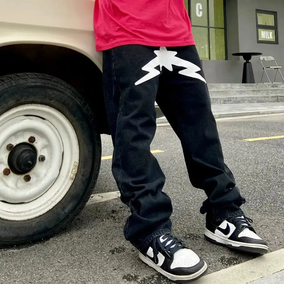 Y2K jeans with streetwear print