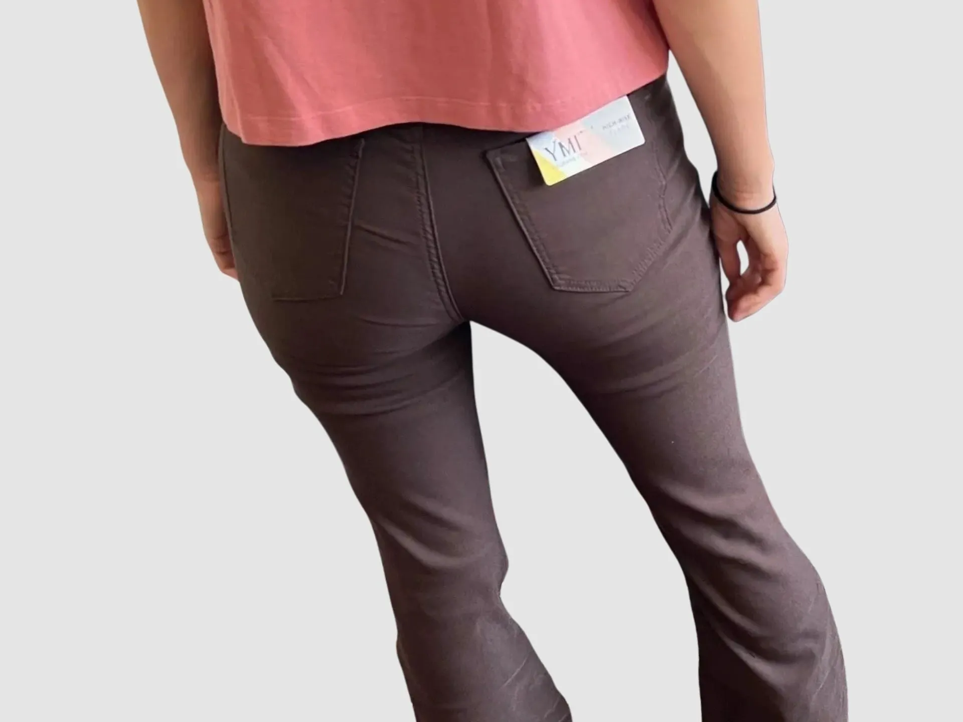 YMI Jr. Hyperstretch Forever Color High Rise Flare Coco Brown - The Total Babe Pant