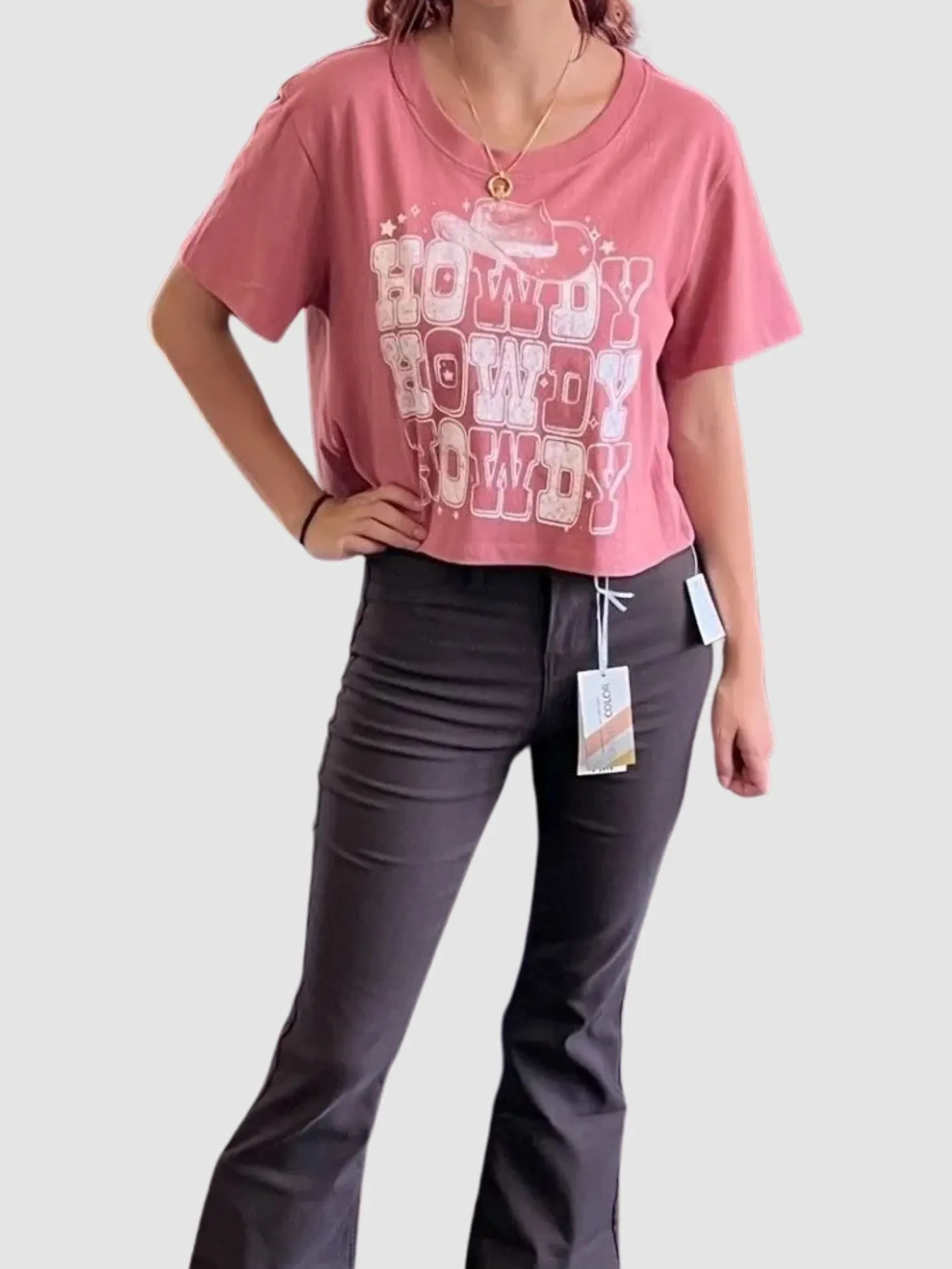YMI Jr. Hyperstretch Forever Color High Rise Flare Coco Brown - The Total Babe Pant